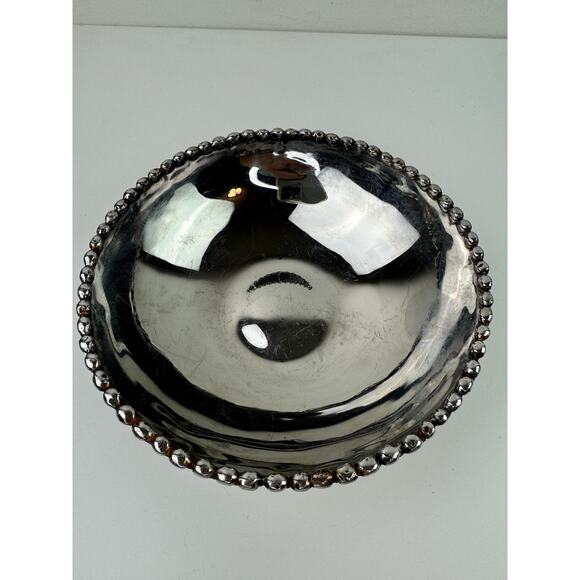 VINTAGE MCM Michael Aram 6.25 Inch Stainless Bowl Molten Beaded Signed RARE - Picture 3 of 8